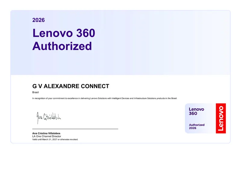 Certificado Lenovo 360 Authorized 2026 – G V Alexandre Connect